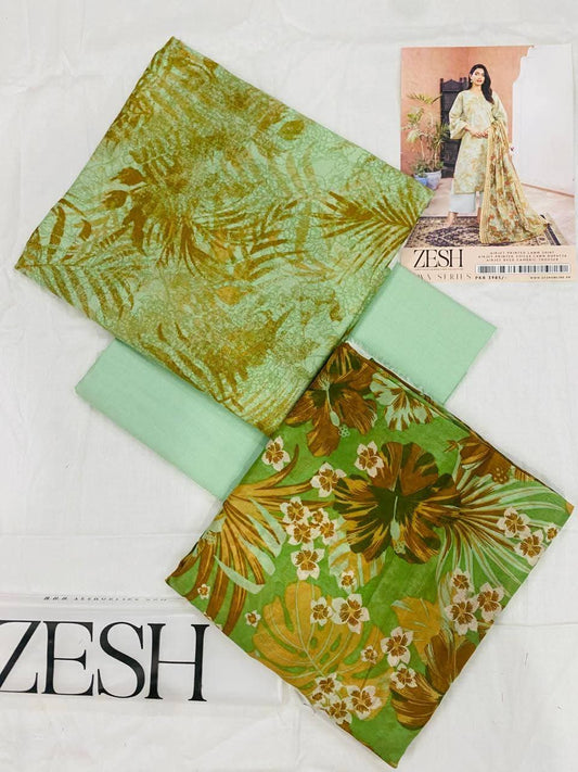 Zesh Sabreen 3-Piece Unstitched Suit | Digital Printed Lawn | Summer 2025 Collection