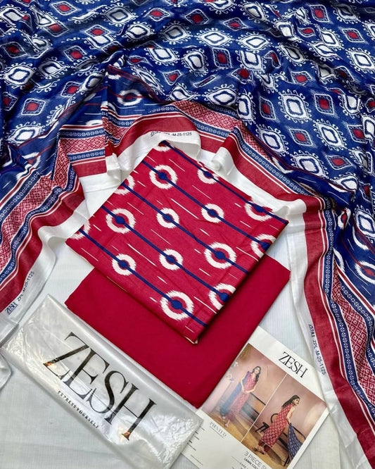 Zesh Sabreen 3-Piece Unstitched Suit | Digital Printed Lawn | Summer 2025 Collection