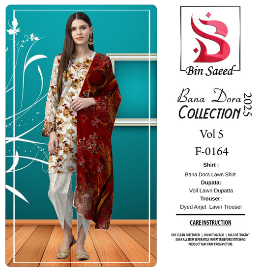 Binsaeed Bana Dora 3-Piece Unstitched Suit | Summer Lawn Collection