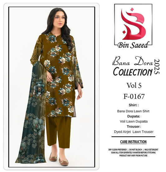 Binsaeed Bana Dora 3-Piece Unstitched Suit | Summer Lawn Collection