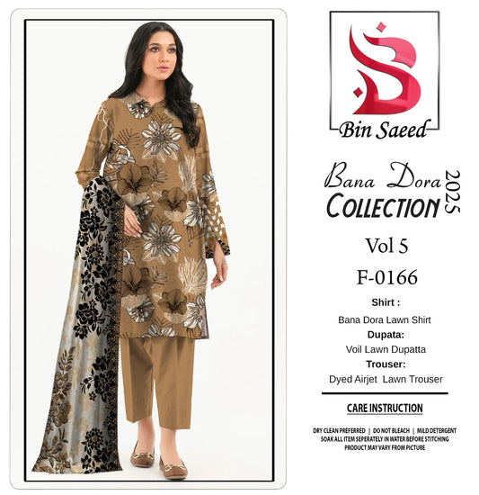 Binsaeed Bana Dora 3-Piece Unstitched Suit | Summer Lawn Collection