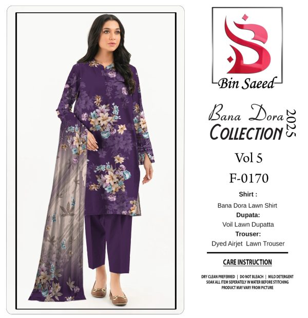 Binsaeed Bana Dora 3-Piece Unstitched Suit | Summer Lawn Collection
