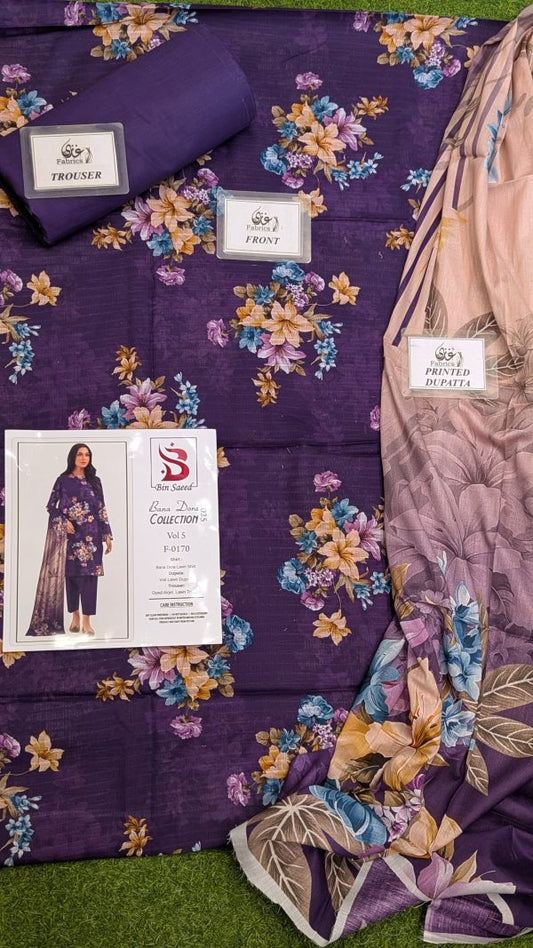 Binsaeed Bana Dora 3-Piece Unstitched Suit | Summer Lawn Collection