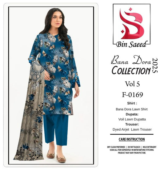 Binsaeed Bana Dora 3-Piece Unstitched Suit | Summer Lawn Collection