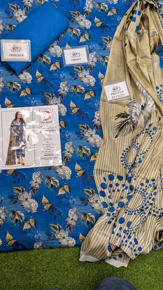 Binsaeed Bana Dora 3-Piece Unstitched Suit | Summer Lawn Collection