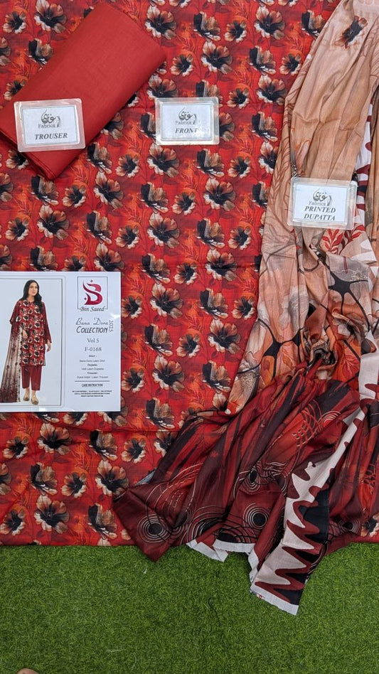 Binsaeed Bana Dora 3-Piece Unstitched Suit | Summer Lawn Collection