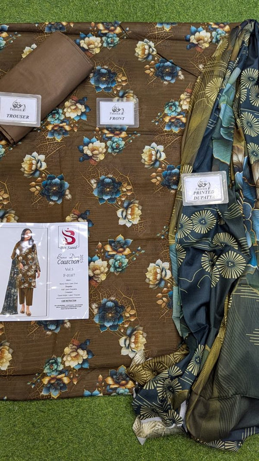 Binsaeed Bana Dora 3-Piece Unstitched Suit | Summer Lawn Collection