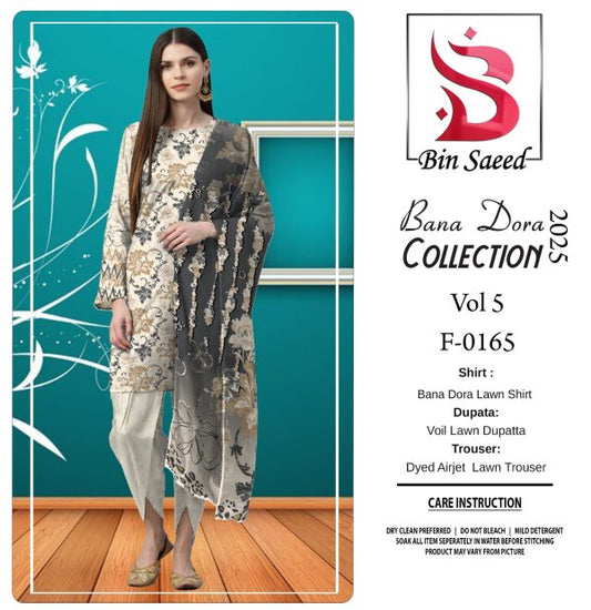 Binsaeed Bana Dora 3-Piece Unstitched Suit | Summer Lawn Collection