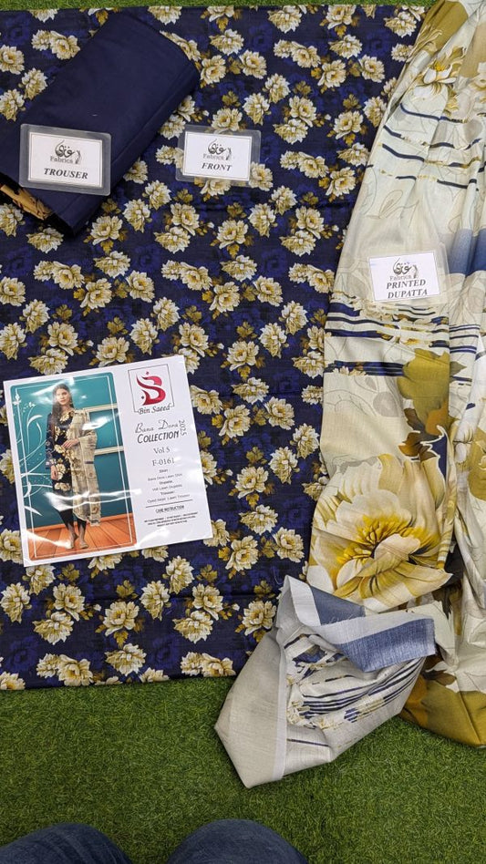 Binsaeed Bana Dora 3-Piece Unstitched Suit | Summer Lawn Collection