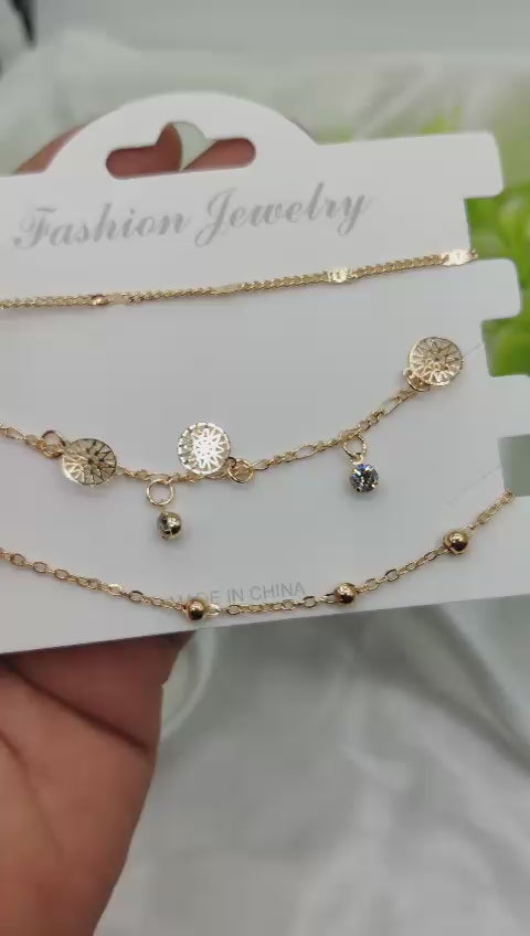 Radiant Star Triple-Layer Adjustable Bracelet Set | Imported Charm Wristwear for Women