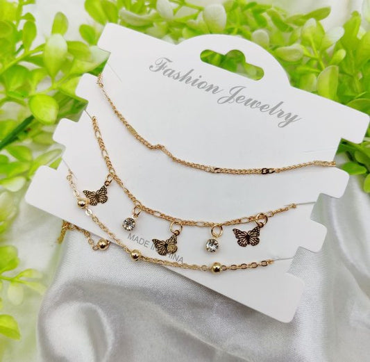 Butterfly Triple-Layer Adjustable Bracelet Set | Imported Charm Wristwear for Women